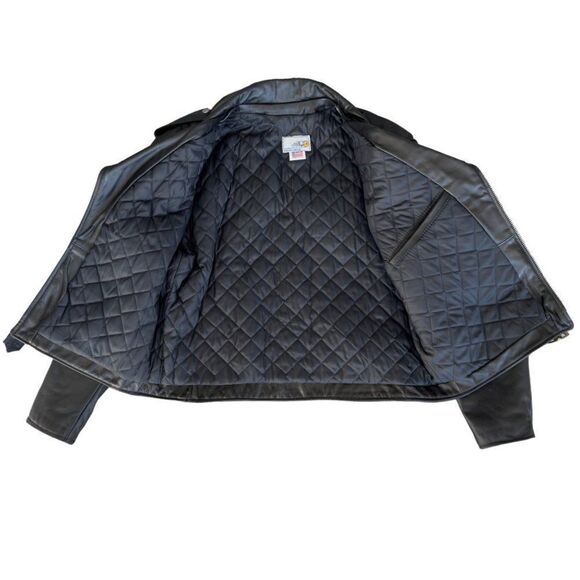 Starwest Inc Vintage Grunge Moto Black Leather Jacket Made in USA Men's 44 (XL) - Picture 6 of 14